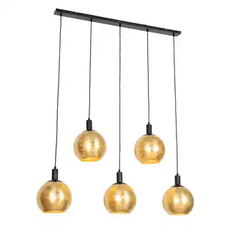 Lampenlicht.nl Design hanglamp zwart met goud glas 5-lichts - bert aanbieding