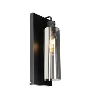 Lampenlicht.nl Moderne wandlamp zwart met smoke glas - stavelot aanbieding