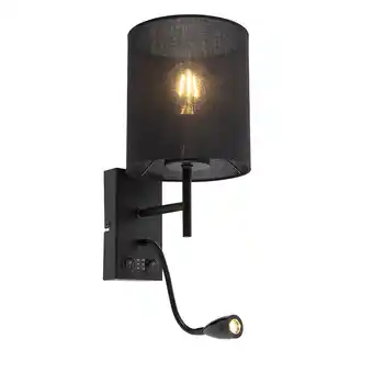 Lampenlicht.nl Moderne wandlamp zwart met katoenen kap - stacca aanbieding