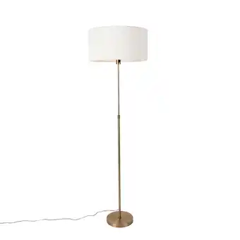 Lampenlicht.nl Vloerlamp verstelbaar brons met boucle kap wit 50 cm - parte aanbieding