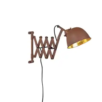 Lampenlicht.nl Industriële wandlamp bruin met goud verstelbaar - scissors aanbieding