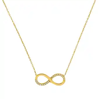 Douglas Amor ketting met hanger voor dames, goud 375, kubieke zirconia (synth.) oneindigheid aanbieding