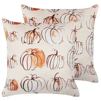 Beliani Sierkussen set van 2 pompoenpatroon beige 45 x 45 cm cucurbita aanbieding