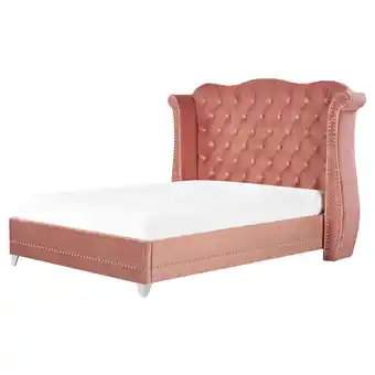 Beliani Bed fluweel roze 160 x 200 cm ayette aanbieding