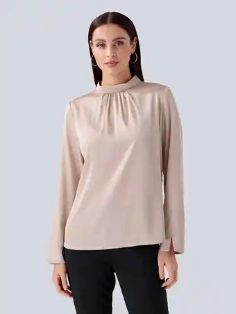 Klingel Blouse met opstaande kraag alba moda beige aanbieding