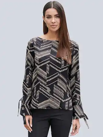 Klingel Blouse met grafische print alba moda zwart/taupe aanbieding