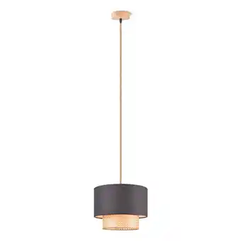 Praxis Home sweet home hanglamp cane/weave linnen zwart e27 ⌀33cm aanbieding