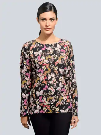 Klingel Blouse met vlinderprint alba moda zwart/pink/multicolor aanbieding