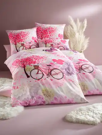 Klingel 2-delige set bedlinnen fiets met hart, microfibre webschatz lila/pink aanbieding