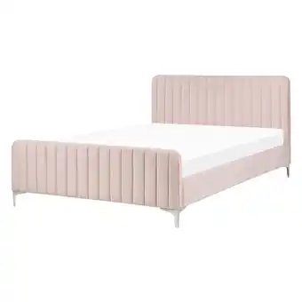 Beliani Bed fluweel roze 140 x 200 cm lunan aanbieding