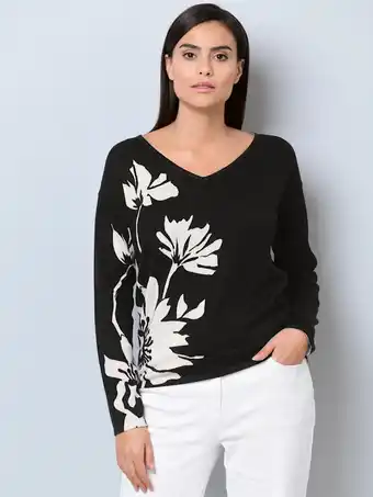 Klingel Trui met bloemenprint alba moda zwart/wit aanbieding