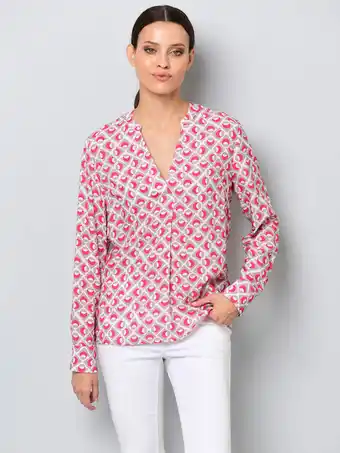 Klingel Blouse met v-hals alba moda pink/offwhite aanbieding