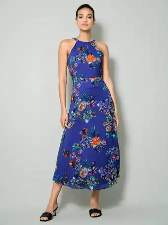 Klingel Strandjurk met modieuze bloemenprint alba moda royal blue aanbieding