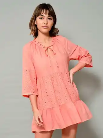 Klingel Blouse met modieus opengewerkt borduursel alba moda apricot aanbieding