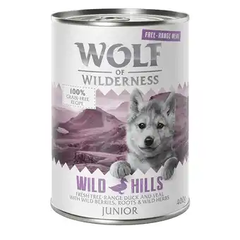 Zooplus Voordeelpakket wolf of wilderness junior 24 x 400 g - junior wild hills - eend & kalf aanbieding