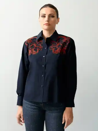 Klingel Blouse met borduursel alba moda marine/oranje aanbieding