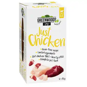 Zooplus 24x85g greenwoods joy just chicken kipfilet kattenvoer nat aanbieding