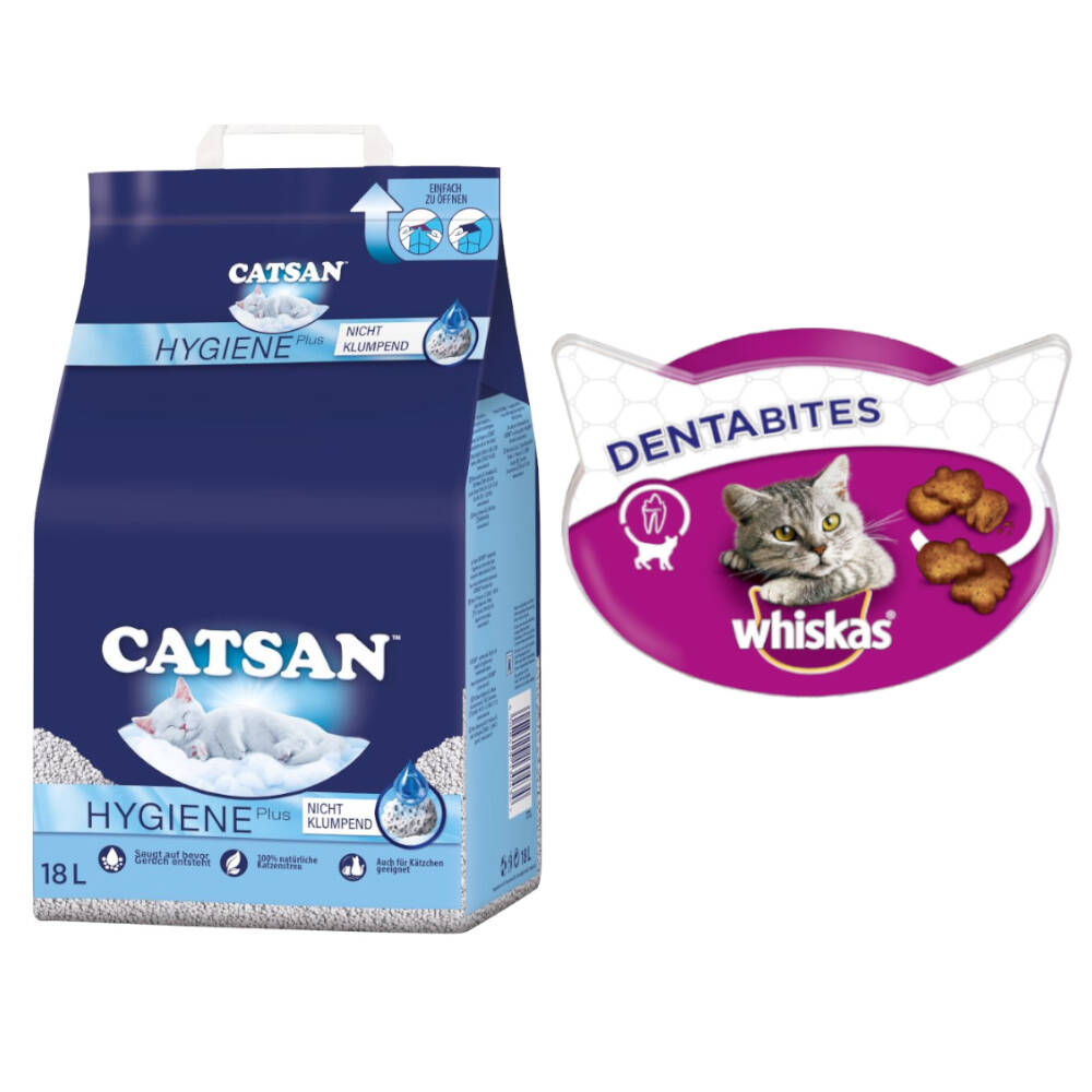 Catsan hygiëne plus bundel met whiskas hygiëne plus (18 l