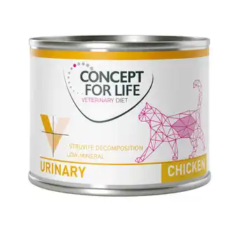 Zooplus 12 x 200 g concept for life veterinary diet urinary kip natvoer voor volwassen katten aanbieding