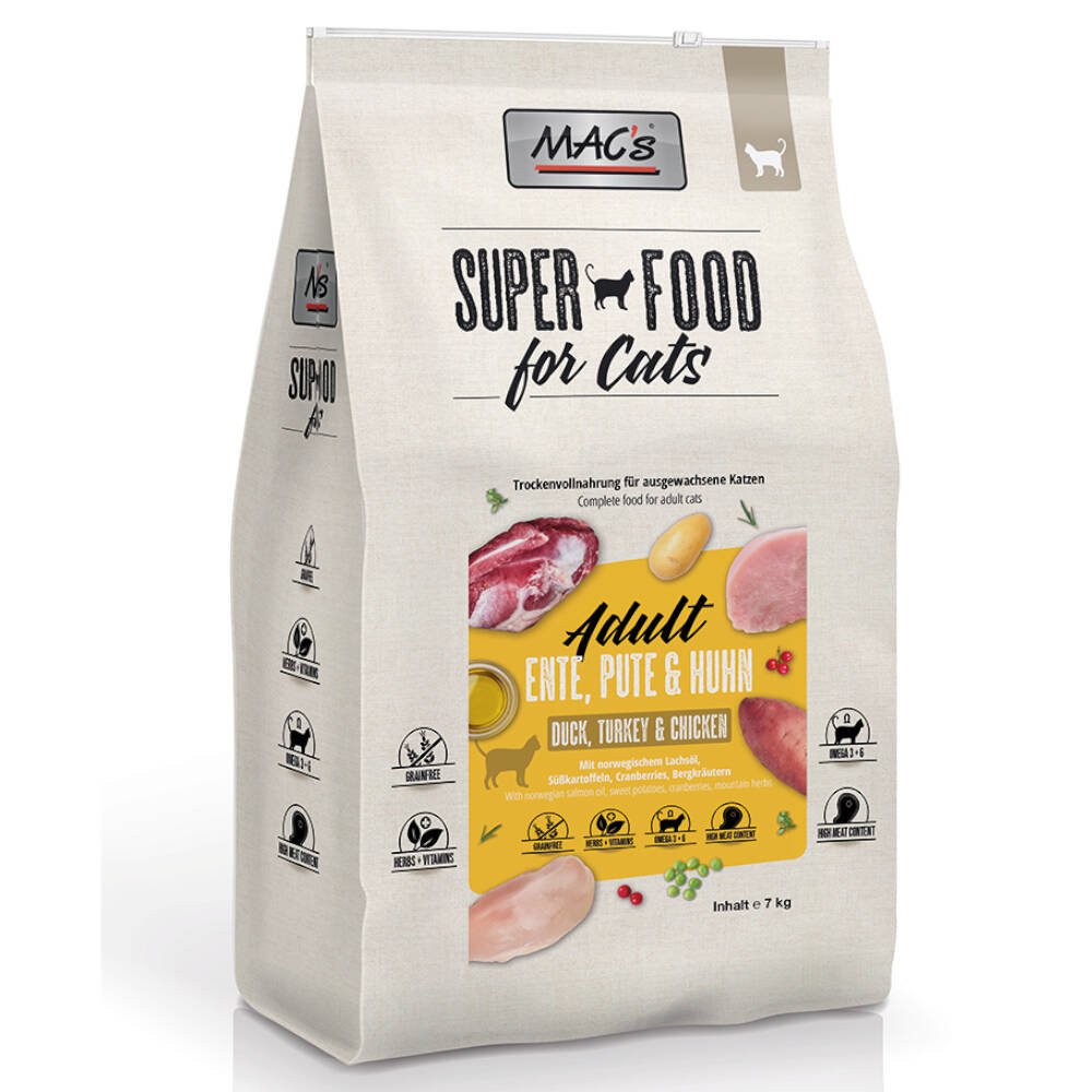 Mac's superfood for cats adult eend, kalkoen & kip kattenvoer