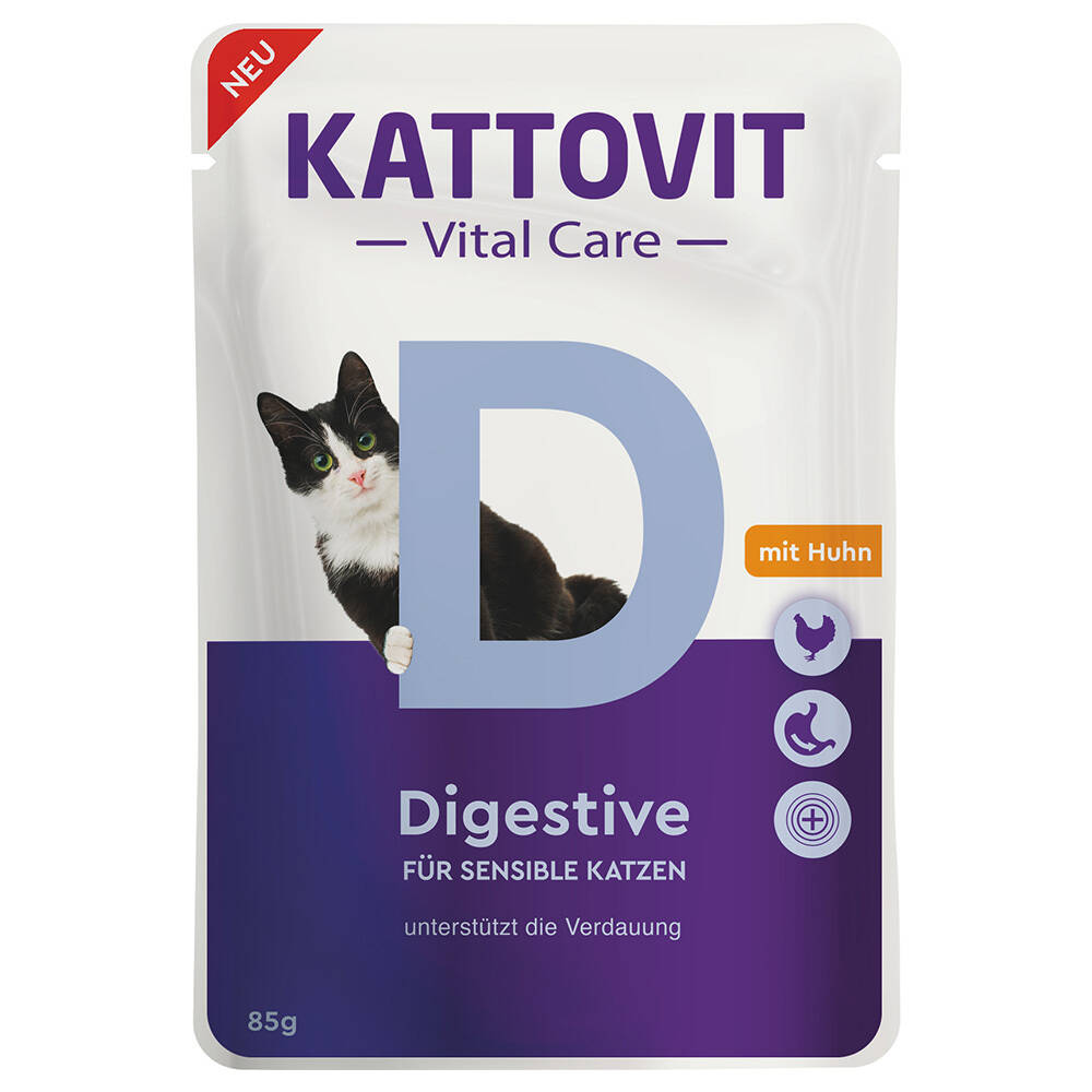 24x85g kattovit vital care digestive pouches met kip nat kattenvoer