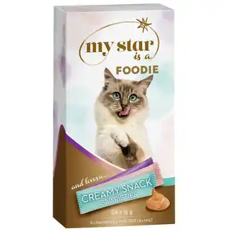 Zooplus 48x15g creamy snack mixpack my star is a foodie kattensnack aanbieding