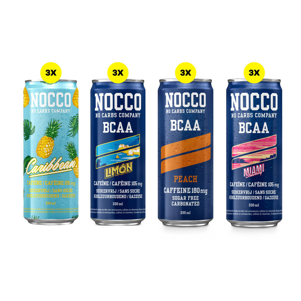 Nocco bcaa drink nocco no carbs company mix box (3x4 smaken) 12