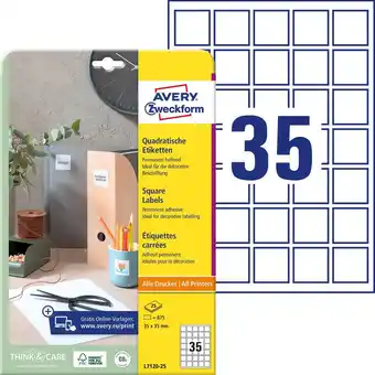 Conrad Avery-zweckform qr-code etiketten l7120-25 (n/a ),wit, vierkant, 875 stuk(s), permanent aanbieding