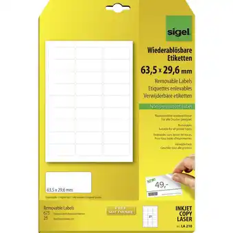 Conrad Sigel la210 etiketten 63.5 x 29.6 mm papier wit 675 stuk(s) weer verwijderbaar universele etiketten 25 vel din a4 aanbieding