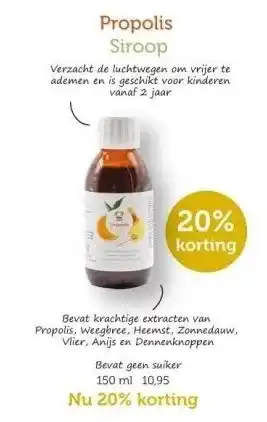 De Rode Pilaren Propolis siroop aanbieding