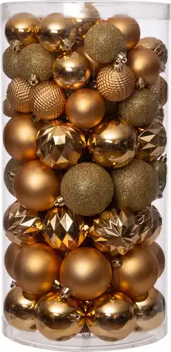 Intratuin Intratuin kerstbal goud d 3/6/8 cm 100 stuks aanbieding