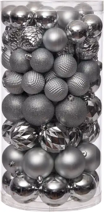 Intratuin Intratuin kerstbal zilver stefano d 3/6/8 cm 100 stuks aanbieding