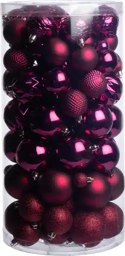 Intratuin Intratuin kerstbal mix illinois bordeaux d 3 / 6 / 8 cm 100 stuks aanbieding