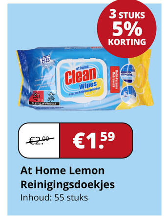 Voordeeldrogisterij At Home Lemon Reinigingsdoekjes aanbieding