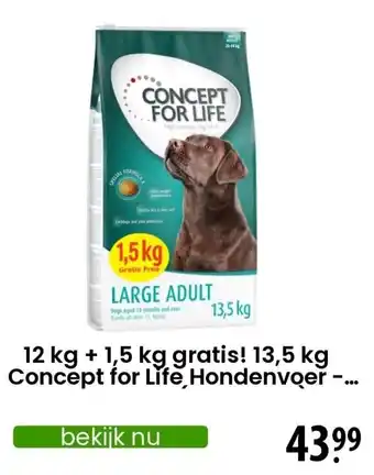 Zooplus 12 kg + 1,5 kg gratis! 13,5 kg Concept for Life, Hondenvoer - aanbieding