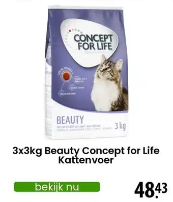 Zooplus 3x3kg Beauty Concept for Life Kattenvoer aanbieding