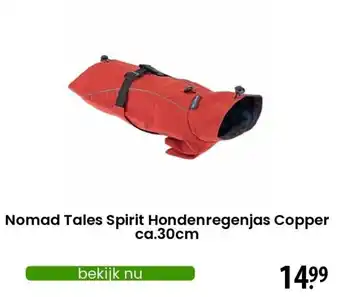 Zooplus Nomad Tales Spirit Hondenregenjas Copper ca.30cm aanbieding