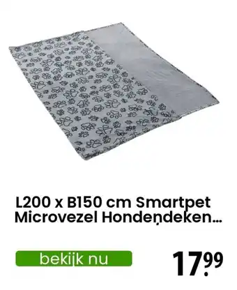 Zooplus L200 x B150 cm Smartpet Microvezel Hondendeken... aanbieding