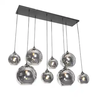 Lampenlicht.nl Art deco hanglamp zwart met smoke glas 8-lichts - sandra aanbieding