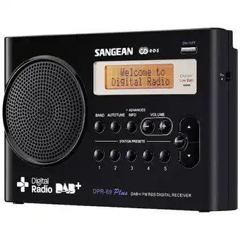 Conrad Sangean dpr-69+ transistorradio dab+, vhf (fm) acculaadfunctie zwart aanbieding