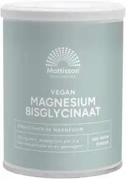 De Online Drogist Mattisson healthstyle magnesium bisglycinaat poeder 200gr aanbieding