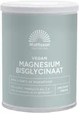 De Online Drogist Mattisson healthstyle magnesium bisglycinaat poeder 200gr aanbieding