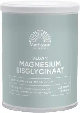 De Online Drogist Mattisson healthstyle magnesium bisglycinaat poeder 200gr aanbieding