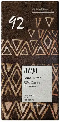 De Online Drogist Vivani chocoladereep puur 92% cacao 80gr aanbieding