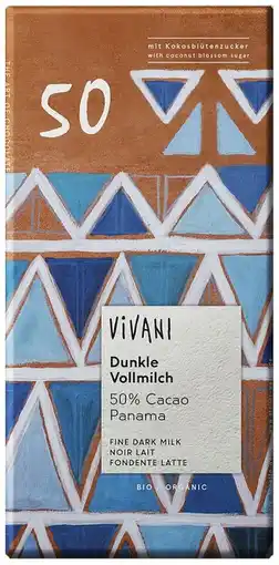 De Online Drogist Vivani chocoladereep donkere melkchocolade 50% cacao 80gr aanbieding