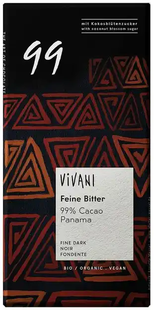 De Online Drogist Vivani chocoladereep puur 99% cacao 80gr aanbieding