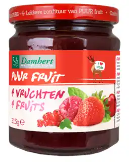 De Online Drogist Damhert puur fruit confituur 4 vruchten 315gr aanbieding