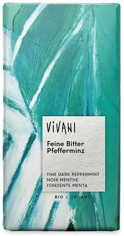 De Online Drogist Vivani chocoladereep puur met pepermunt vulling 100gr aanbieding