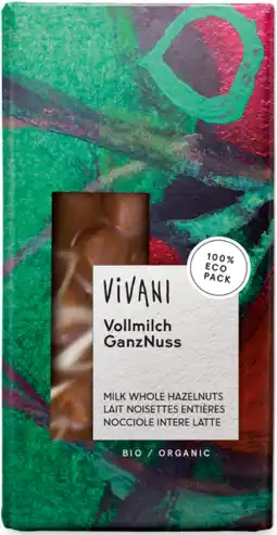 De Online Drogist Vivani chocoladereep melk met hele hazelnoten 100gr aanbieding