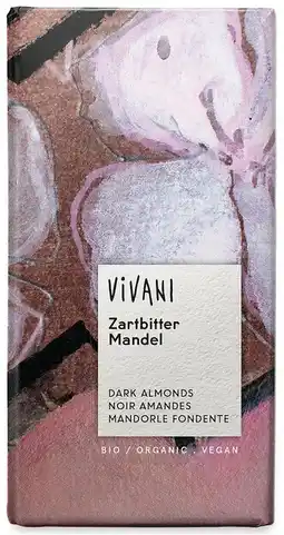 De Online Drogist Vivani chocoladereep puur met amandelen 100gr aanbieding